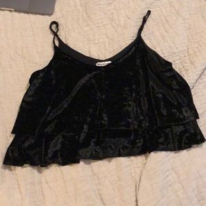 Crushed velvet layered top